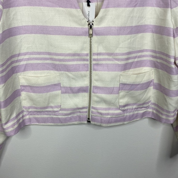 Cupcakes & Cashmere Purple and Cream Striped Cropped Zip Jacket NWT - Picture 5 of 10